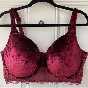 Cacique 42DDD Maroon Velvet Bra